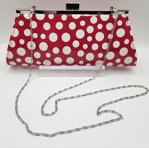 Neiman Marcus Clutch Pink & White Polka Dots NWOT